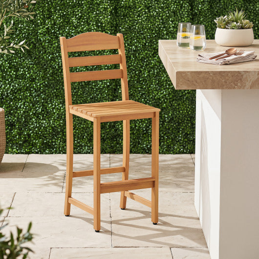 Solid Acacia Wood Bar Stools Heavy-duty Outdoor Barstools with 400 LBS Max Load W2B