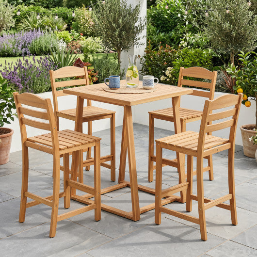 Solid Acacia Wood Bar Stools Heavy-duty Outdoor Barstools with 400 LBS Max Load W2B