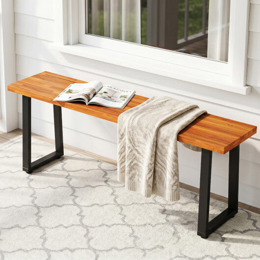 Set of 1 Wood Patio Bench 47.5" Long Dining Bench for Entryway Poolside W2B