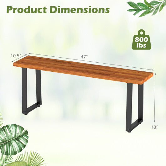 Set of 2 Wood Patio Bench 47.5" Long Dining Bench for Entryway Poolside W2B