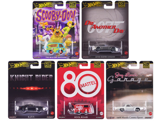 "Pop Culture 2024" 5 piece Set G "Premium Series" Diecast Model Cars by Hot Wheels Hotwheels