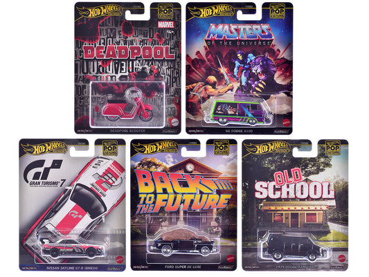 "Pop Culture 2025" 5 piece Set J "Premium Series" Diecast Model Cars by Hot Wheels Hotwheels