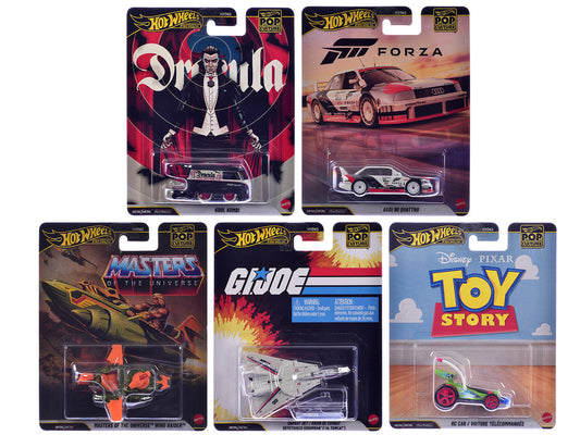 "Pop Culture 2026" 5 piece Set R "Premium Series" Diecast Model Cars by Hot Wheels Hotwheels