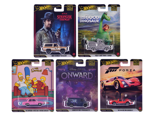 "Pop Culture 2026" 5 piece Set S "Premium Series" Diecast Model Cars by Hot Wheels Hotwheels