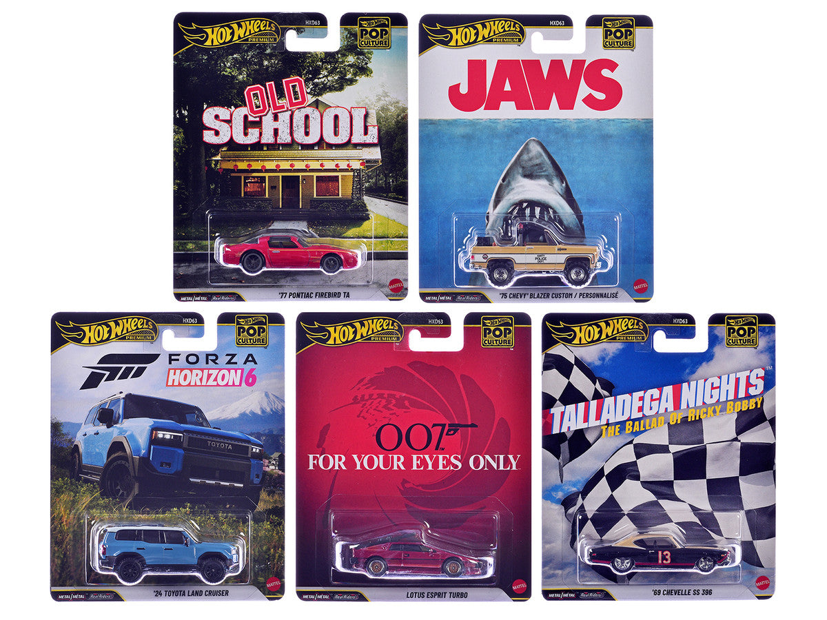 "Pop Culture 2026" 5 piece Set T "Premium Series" Diecast Model Cars by Hot Wheels Hotwheels