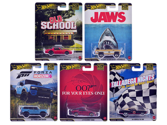 "Pop Culture 2026" 5 piece Set T "Premium Series" Diecast Model Cars by Hot Wheels Hotwheels
