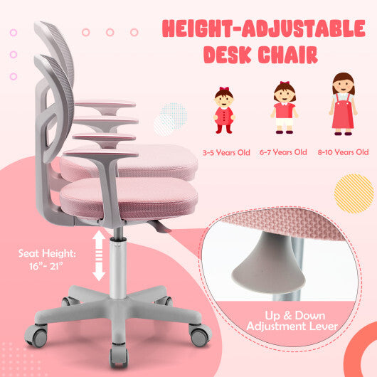 Adjustable Desk Chair with Auto Brake Casters for Kids-Blue