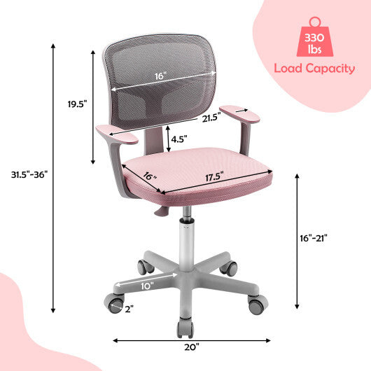 Adjustable Desk Chair with Auto Brake Casters for Kids-Blue