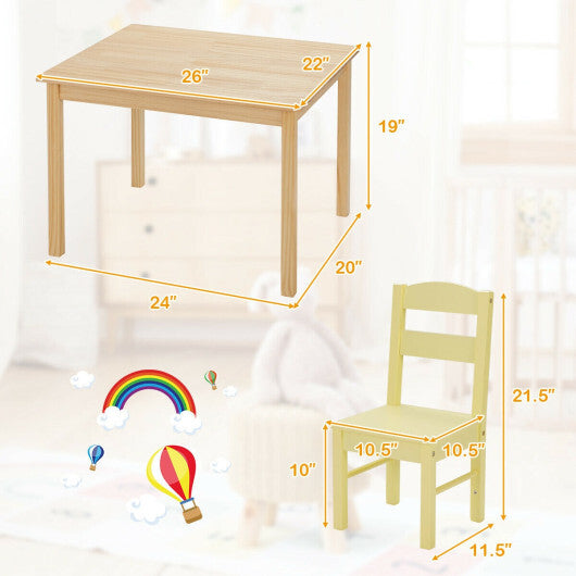 Kids 5 Pieces Table and Chair Set Wooden Children Activity Playroom Furniture Gift-White W2B