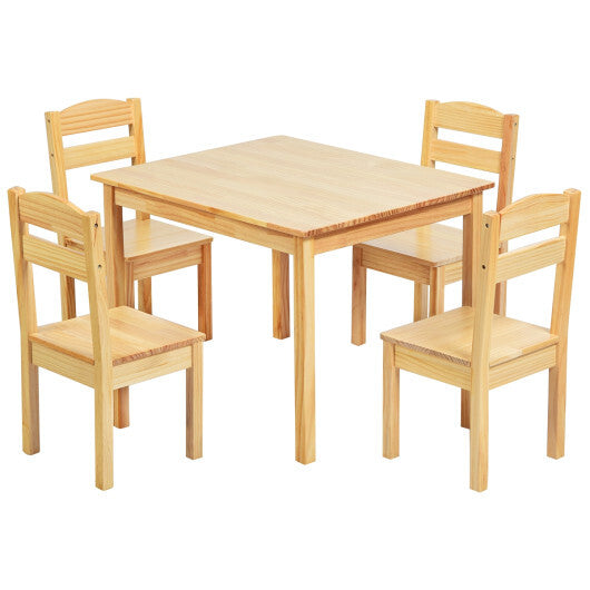 Kids 5 Pieces Table and Chair Set Wooden Children Activity Playroom Furniture Gift-White W2B