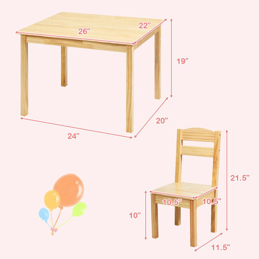 Kids 5 Pieces Table and Chair Set Wooden Children Activity Playroom Furniture Gift-White W2B