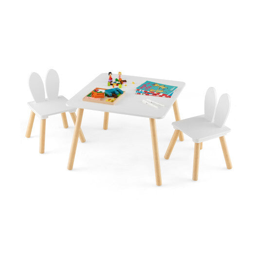 3 Pieces Kids Table and Chairs Set for Arts Crafts Snack Time-White W2B