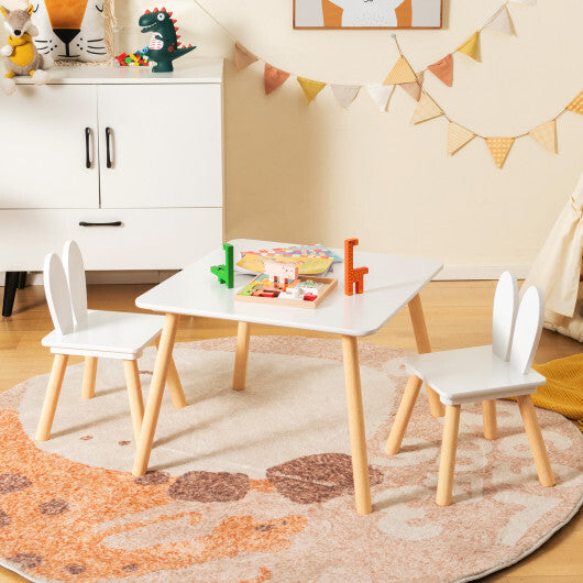 3 Pieces Kids Table and Chairs Set for Arts Crafts Snack Time-White W2B