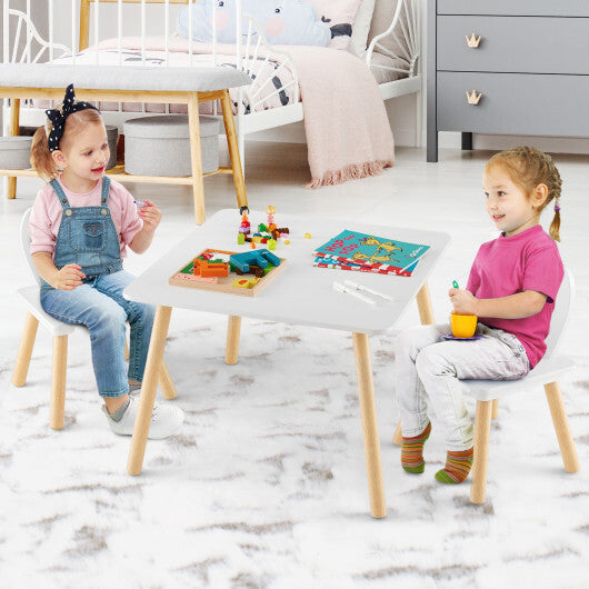 3 Pieces Kids Table and Chairs Set for Arts Crafts Snack Time-White W2B