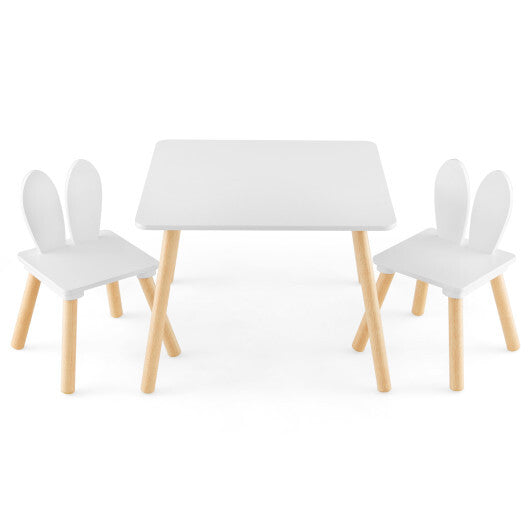 3 Pieces Kids Table and Chairs Set for Arts Crafts Snack Time-White W2B