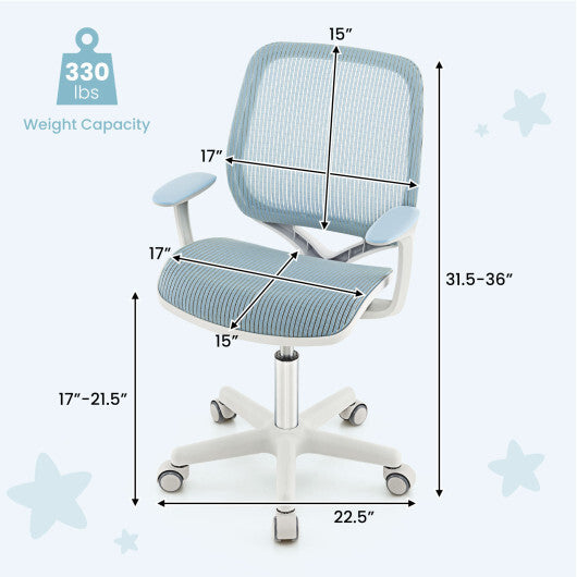 Swivel Mesh Children Computer Chair with Adjustable Height-Blue W2B