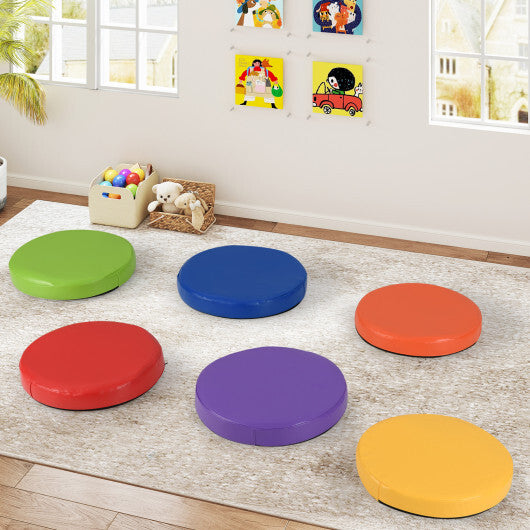 6 PCS Round Floor Cushions for Kids Classroom Floor Cushions with Handles-Multicolor