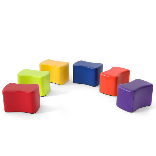 Modular Stool Set for Kids 6 PCS Butterfly Stools-Multicolor W2B