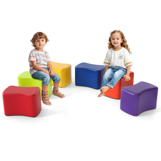 Modular Stool Set for Kids 6 PCS Butterfly Stools-Multicolor W2B