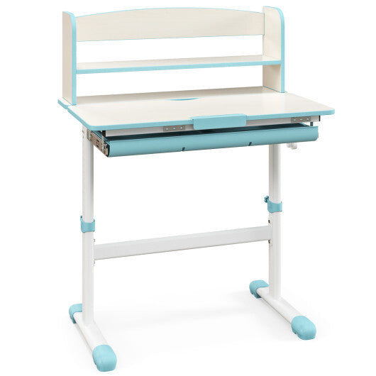 Height Adjustable Kids Study Desk with Tilt Desktop-Blue W2B