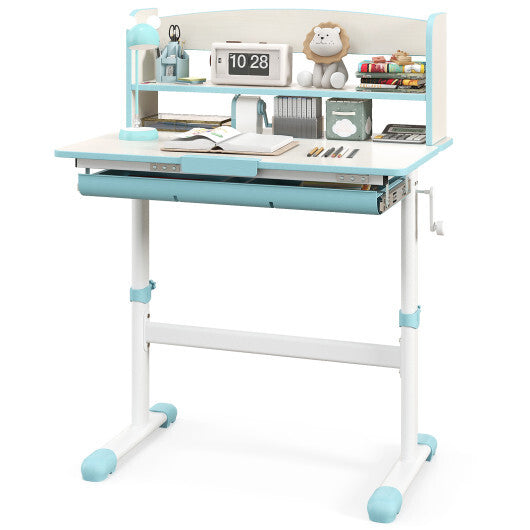 Height Adjustable Kids Study Desk with Tilt Desktop-Blue W2B