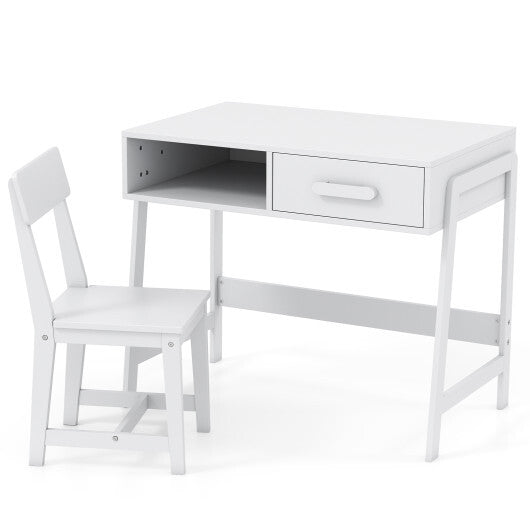 Kids Desk and Chair Set with Storage Drawer and Hutch-Pink W2B