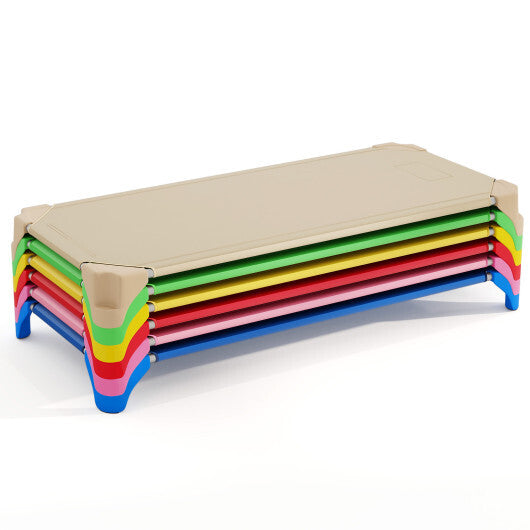 Portable 6 Pack Stackable Daycare Cots Sleeping Bed for Kids 52 Inch-Blue W2B
