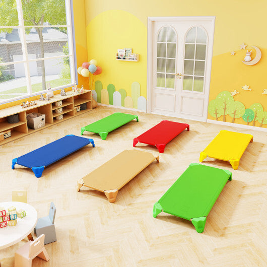 Portable 6 Pack Stackable Daycare Cots Sleeping Bed for Kids 52 Inch-Blue W2B