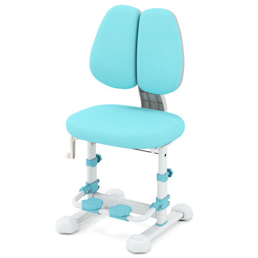 Kids Study Chair with Adjustable Double Backrest and Footrest-Blue