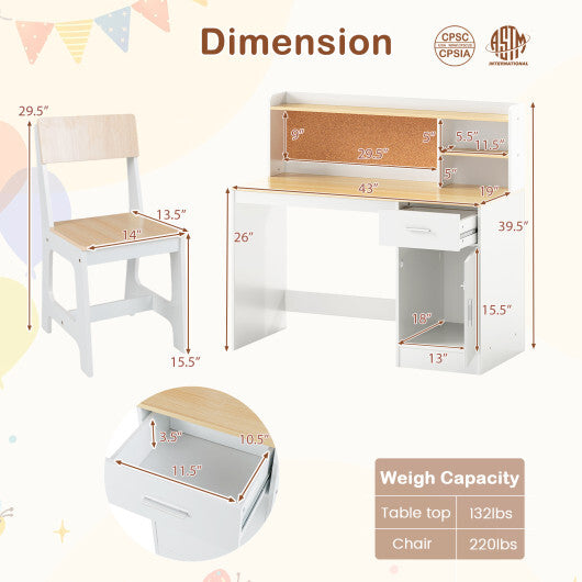 Kids Study Desk and Chair Set Student Table and Chair-Purple