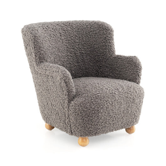 Sherpa Kids Sofa Comfy Toddler Armchair with Solid Rubber Wood Legs-Rustic Brown W2B