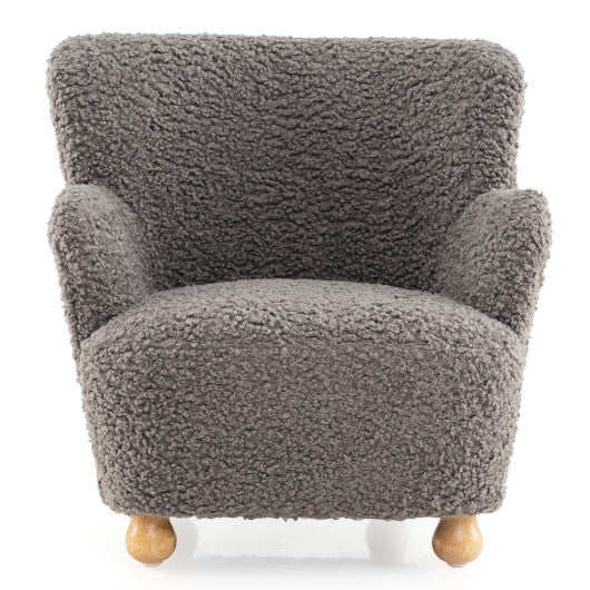 Sherpa Kids Sofa Comfy Toddler Armchair with Solid Rubber Wood Legs-Rustic Brown W2B