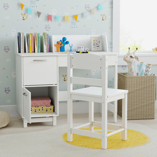 Wooden Kids Study Desk and Chair Set Student Workstation-Pink W2B