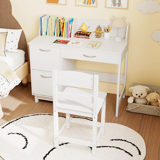 Wooden Kids Study Desk and Chair Set Student Workstation-Pink W2B