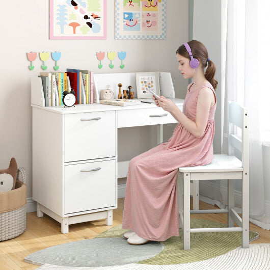 Wooden Kids Study Desk and Chair Set Student Workstation-Pink W2B