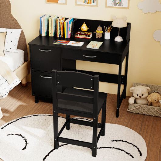 Wooden Kids Study Desk and Chair Set Student Workstation-Pink W2B