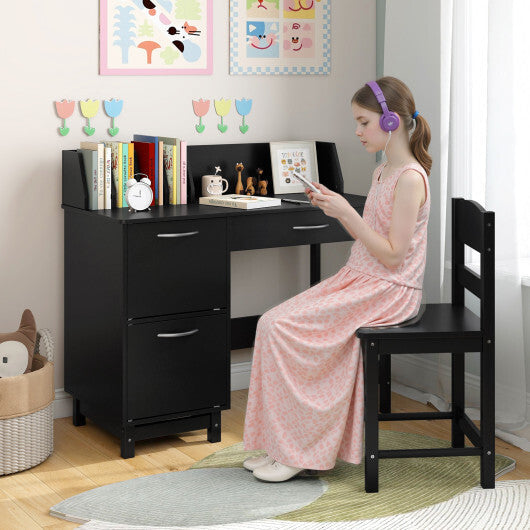 Wooden Kids Study Desk and Chair Set Student Workstation-Pink W2B