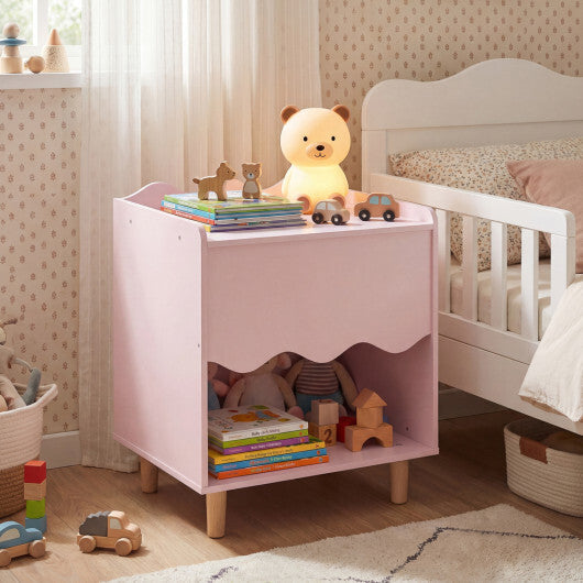 Toddler Scalloped Side Table with Wide Top & Open Compartment-Pink W2B