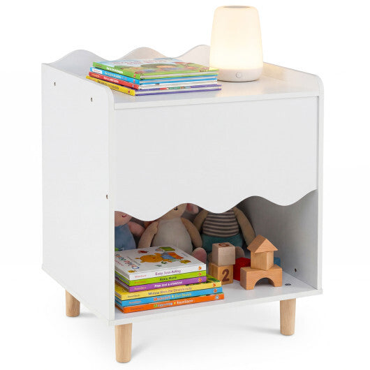 Toddler Scalloped Side Table with Wide Top & Open Compartment-Pink W2B