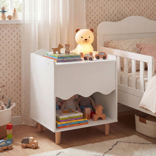 Toddler Scalloped Side Table with Wide Top & Open Compartment-Pink W2B