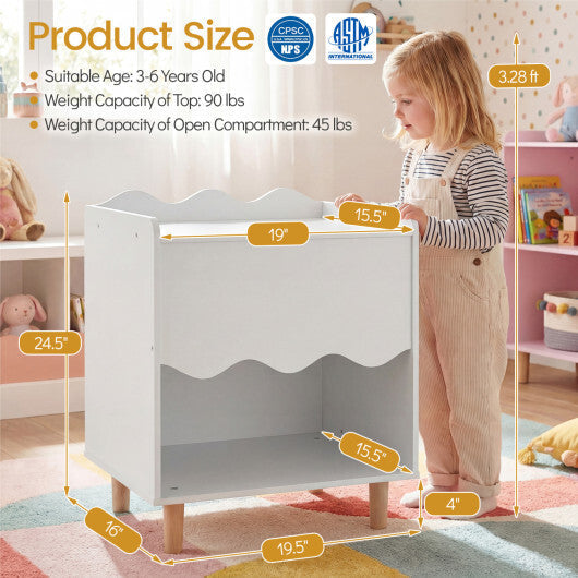 Toddler Scalloped Side Table with Wide Top & Open Compartment-Pink W2B