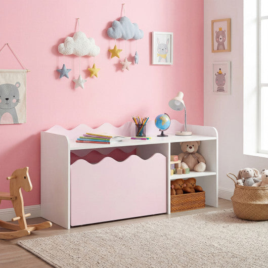 Scalloped Kids Bookshelf and Toy Storage Organizer for Playroom-Pink W2B