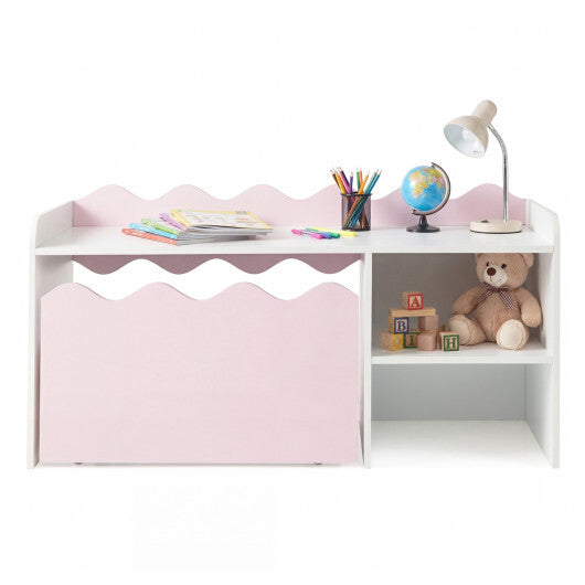 Scalloped Kids Bookshelf and Toy Storage Organizer for Playroom-Pink W2B