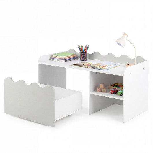 Scalloped Kids Bookshelf and Toy Storage Organizer for Playroom-Pink W2B