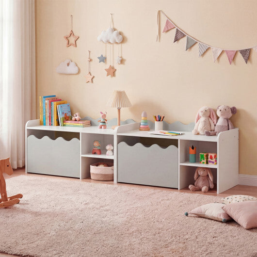 Scalloped Kids Bookshelf and Toy Storage Organizer for Playroom-Pink W2B