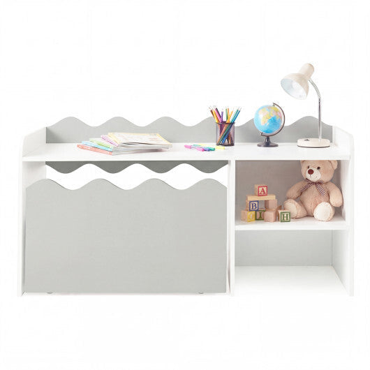 Scalloped Kids Bookshelf and Toy Storage Organizer for Playroom-Pink W2B