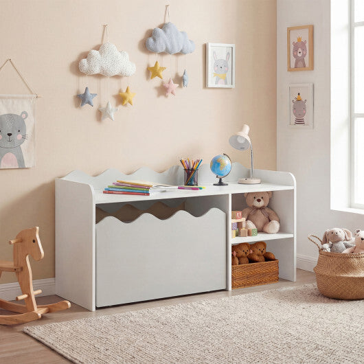 Scalloped Kids Bookshelf and Toy Storage Organizer for Playroom-Pink W2B