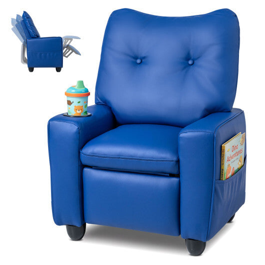 Kids Recliner with Cup Holder & Armrests and Adjustable Backrest for Playroom-Pink W2B