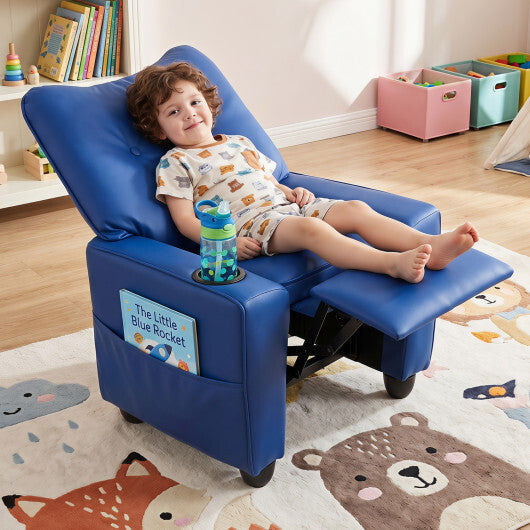 Kids Recliner with Cup Holder & Armrests and Adjustable Backrest for Playroom-Pink W2B