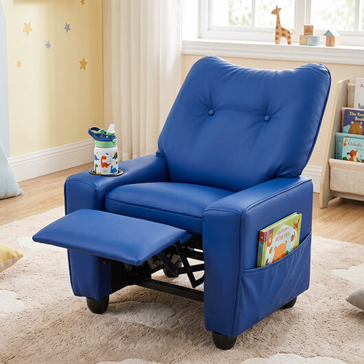 Kids Recliner with Cup Holder & Armrests and Adjustable Backrest for Playroom-Pink W2B